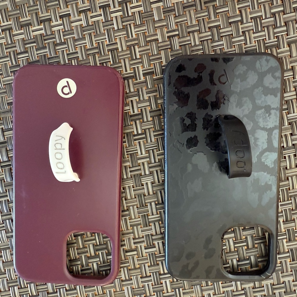 Loopy Case, iPhone 12pro, Midnight Leopard w/blk loopy and Wine w/white loopy - Picture 9 of 11